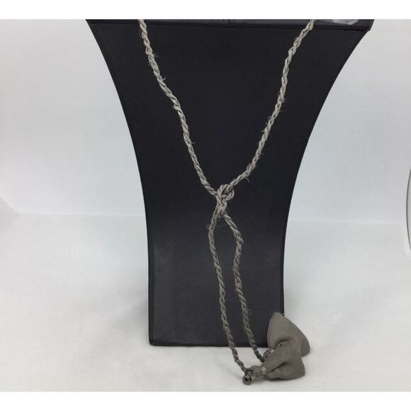 J. Crew Hematite Tone Beads Rhinestone Braided Cord Necklace - Picture 3 of 6